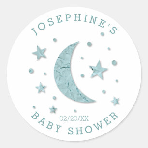 Sterren Moon Mint Baby shower Favor Tags Ronde Sticker