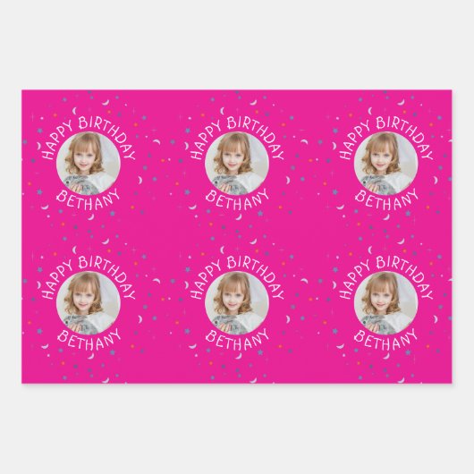 Sterren Moon Sun Wrapping Paper Flat Sheet Set van (Voorkant 3)