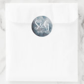 Sterren Moonlit Nacht Monogram Bruiloft Sticker (Tas)