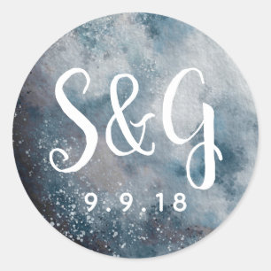 Sterren Moonlit Nacht Monogram Bruiloft Sticker