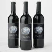 Sterren Moonlit Nacht Monogram Bruiloft Wijn Label Etiket (Flessen)