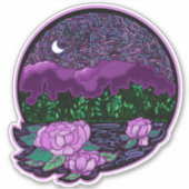 Sterren Moonlit Nacht op een Lake Sticker (Voorkant)