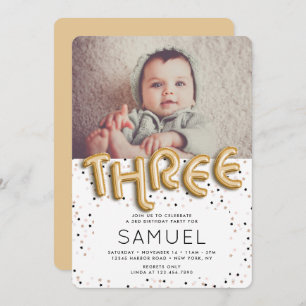 Sterren n Gold Foil ballon Type 3rd Birthday Kaart