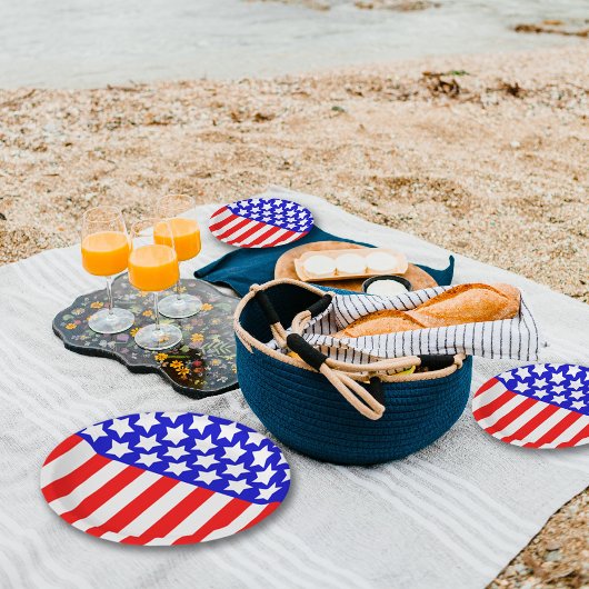 Sterren N Stripes Red White Blue Papieren Bordje