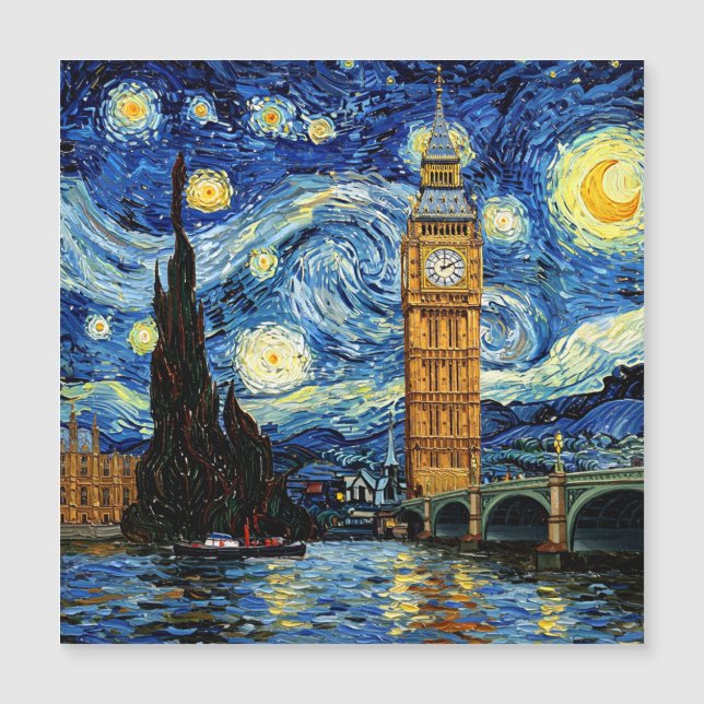 Sterren Nacht Big Ben Londen Engeland (Voorkant)