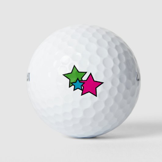 Sterren Neon roze groen blauw Golfballen (Voorkant)