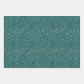 Sterren Night Sky Celestial Blauwgroen en gouden p Inpakpapier Vel (Voorkant 3)