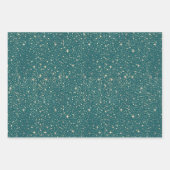 Sterren Night Sky Celestial Blauwgroen en gouden p Inpakpapier Vel (Voorkant 2)