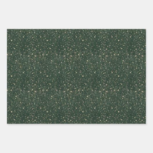 Sterren Night Sky Celestial Emerald Green en Gold Inpakpapier Vel (Voorkant 3)