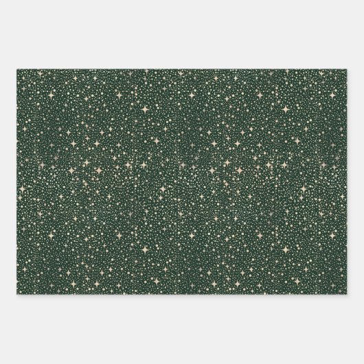 Sterren Night Sky Celestial Emerald Green en Gold Inpakpapier Vel (Voorkant 2)