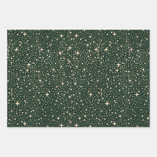 Sterren Night Sky Celestial Emerald Green en Gold Inpakpapier Vel (Voorkant)