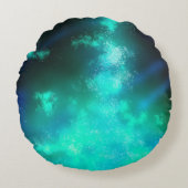 Sterren Night Sky Midnight Emerald Green Melkweg Rond Kussen (Voorkant)
