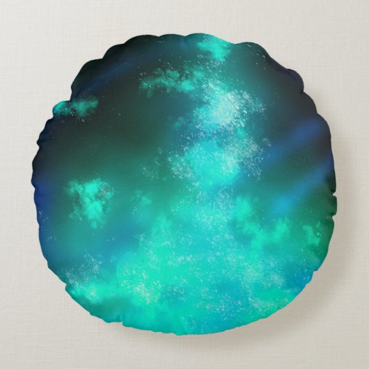 Sterren Night Sky Midnight Emerald Green Melkweg Rond Kussen (Voorkant)