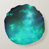 Sterren Night Sky Midnight Emerald Green Melkweg Rond Kussen (Achterkant)