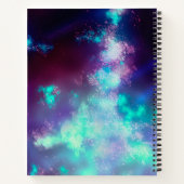 Sterren Night Sky Midnight Paarse Groene Melkweg Notitieboek (Achterkant)
