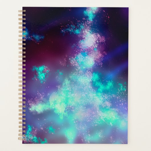 Sterren Night Sky Midnight Paarse Groene Melkweg Planner (Voorkant)