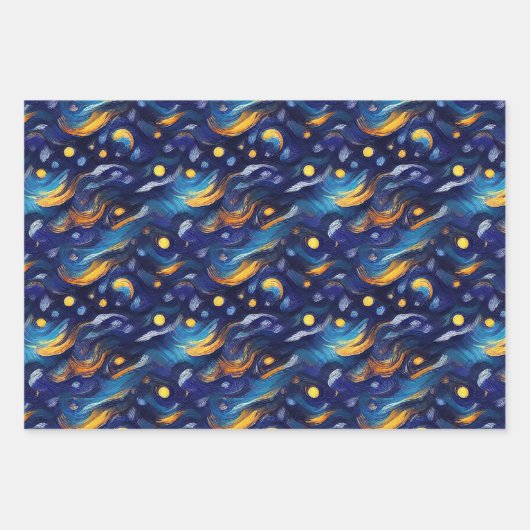 Sterren Night Sky Verjaardag Inpakpapier Vel (Voorkant)