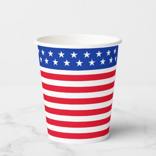 Sterren op blauw en rood wit gestreept papieren bekers (Achterkant)