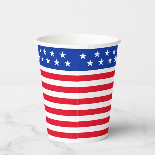 Sterren op blauw en rood wit gestreept papieren bekers (Rechts)