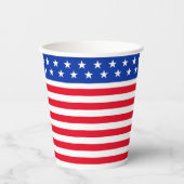 Sterren op blauw en rood wit gestreept papieren bekers (Voorkant)