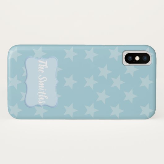 Sterren op blauw monogram of Aangepast Case-Mate iPhone Case (Achterkant (horizontaal))