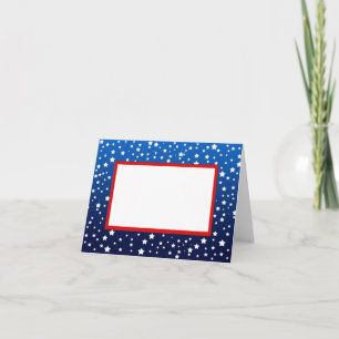 Sterren op Blue Gradient & Red Border Note Kaart