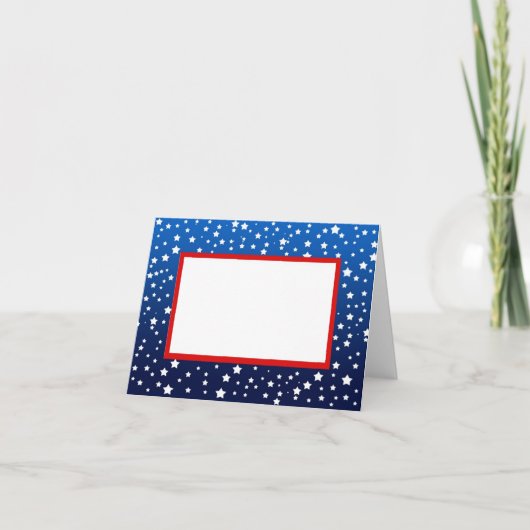 Sterren op Blue Gradient & Red Border Note Kaart (Voorkant)