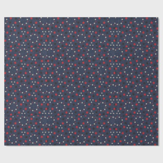 Sterren op denim cadeaupapier (Vlak)