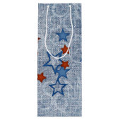 Sterren op Denim Wijn Cadeautas (Achterkant)