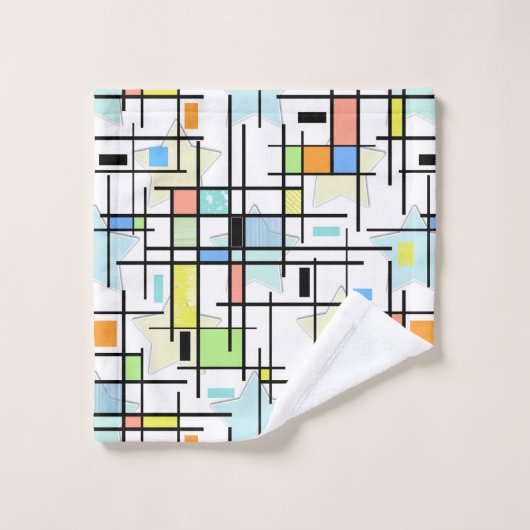 sterren op een ingecheckte achtergrond. bad handdoek (Wasdoekje)