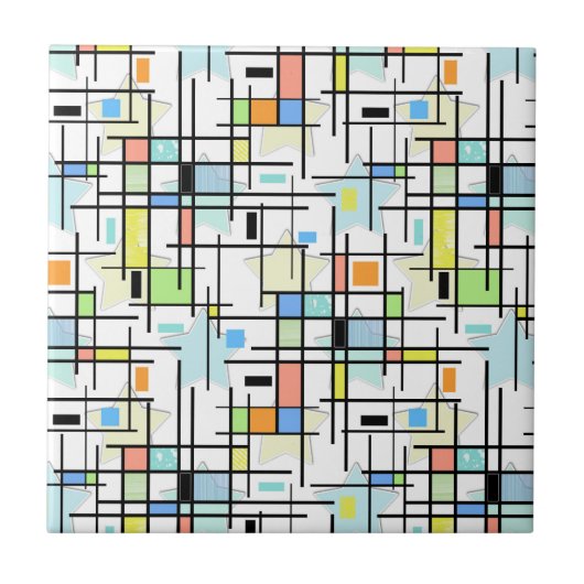 sterren op een ingecheckte achtergrond. tegeltje (Voorkant)