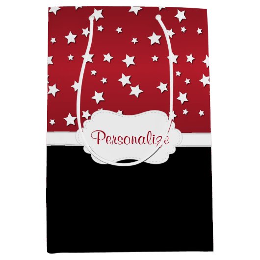 Sterren op een klasse rode achtergrond medium cadeauzakje (Voorkant)