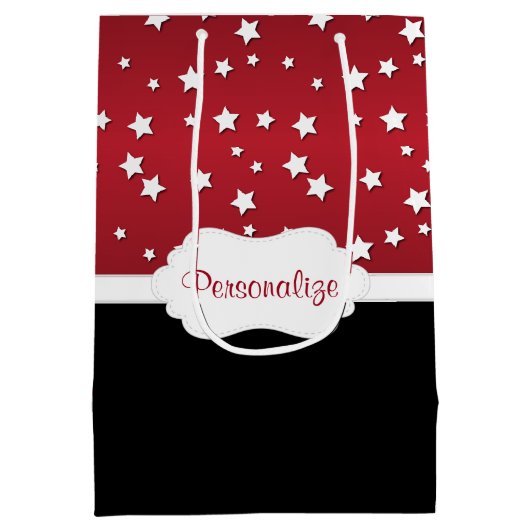 Sterren op een klasse rode achtergrond medium cadeauzakje (Achterkant)