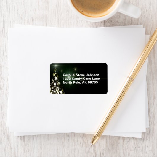 Sterren op kerstbomen Night Sky Midnight Green Etiket (Insitu)