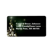 Sterren op kerstbomen Night Sky Midnight Green Etiket (Voorkant)