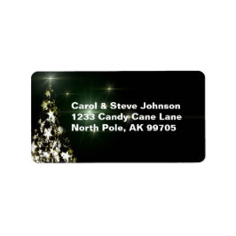Sterren op kerstbomen Night Sky Midnight Green Etiket