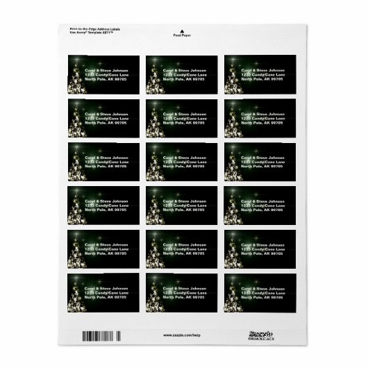 Sterren op kerstbomen Night Sky Midnight Green Etiket (Full Sheet)