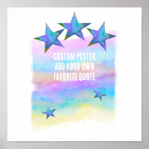 Sterren op pastel waterverf Art Voeg je eigen teks Poster