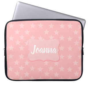 Sterren op Roze Monogram of Naam Aangepast Laptop Sleeve
