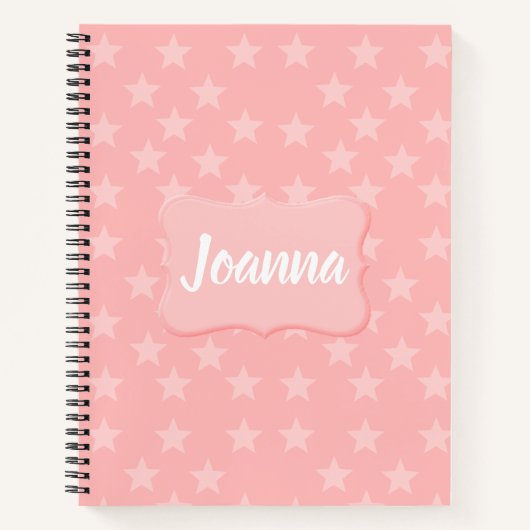 Sterren op Roze Monogram of Naam Aangepast Notitieboek (Voorkant)