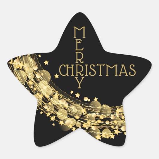 Sterren op zwarte kerst ster sticker (Voorkant)