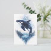 Sterren Orka Walvis Berg Bos Briefkaart (Staand voorkant)