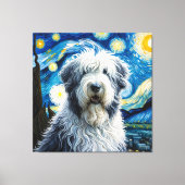 Sterren Oud Engels Sheepdog Hond Portret Canvas Afdruk (Voorkant)