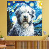 Sterren Oud Engels Sheepdog Hond Portret Canvas Afdruk (Insitu (Woonkamer))