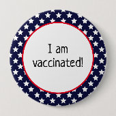 Sterren over blauw patriotticum waar ik gevaccinee ronde button 4,0 cm (Voorkant)