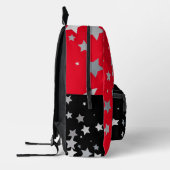 Sterren over rood en zwart bedrukte rugzak (Links)