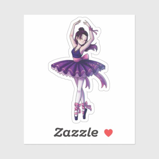 Sterren Paarse Ballerina Sticker (Vel)