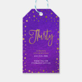 Sterren Paarse Waterverf 30e verjaardagsfeestje Cadeaulabel (Voorkant)