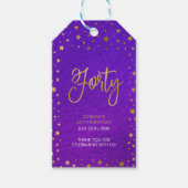 Sterren Paarse Waterverf 40e verjaardagsfeestje Cadeaulabel (Voorkant)