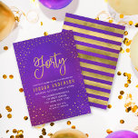 Sterren Paarse Waterverf 40e Verjaardagsuitnodigin Kaart<br><div class="desc">Elegante 40ste verjaardagsfeestuitnodiging met een sterrenkrans en de woorden "Forty" in faux gold tegen een paarse waterverf achtergrond. Kaart bevat een gestreepte achterkant. Bekijk hier andere overeenkomende objecten https://www.zazzle.com/collections/elegant_starry_purple_watercolor_celebrations-119469232199993091?rf=238364477188679314 Personaliseer deze door de tekst van de tijdelijke aanduiding te vervangen en uw gegevens toe te voegen. Klik op de knop "Aanpassen"...</div>